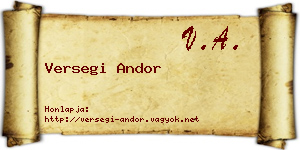 Versegi Andor névjegykártya